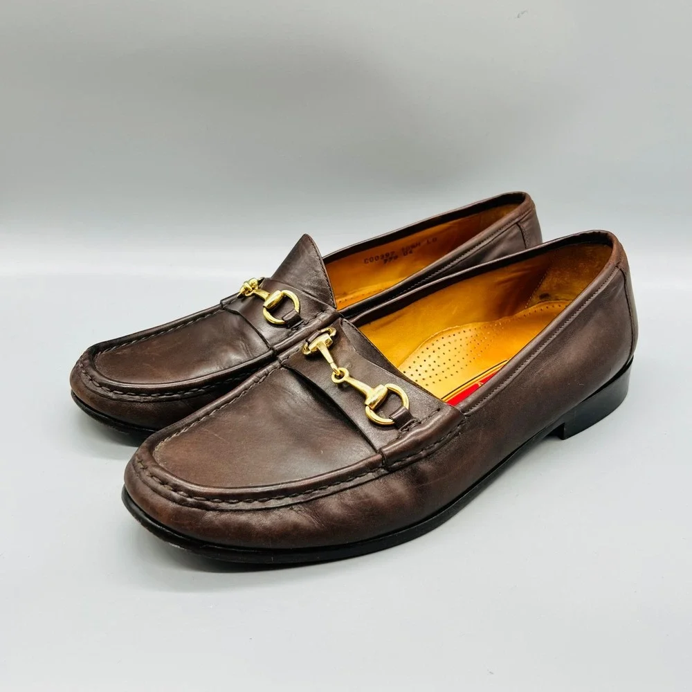 Cole Haan Shoes Mens 10.5 Brown Leather City Gold Horsebit Loafers Dress Slip On